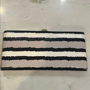 Lodis Black and White Striped Women's Wallet